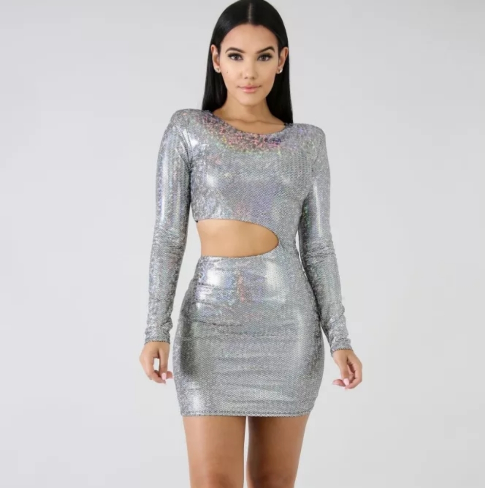 Sexy holographic bodycon dress